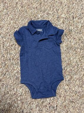 OshKosh B'gosh Dark Blue Polo-Style Baby Onesie